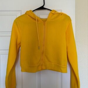 Bright Yellow Cropped Hoodie